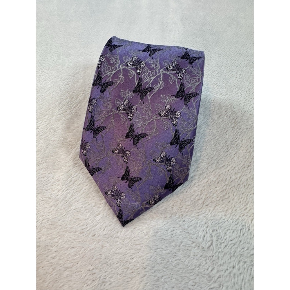 Belisi 100% Silk Handmade Tie Purple Butterflies Mens Necktie Work‎ Casual Party